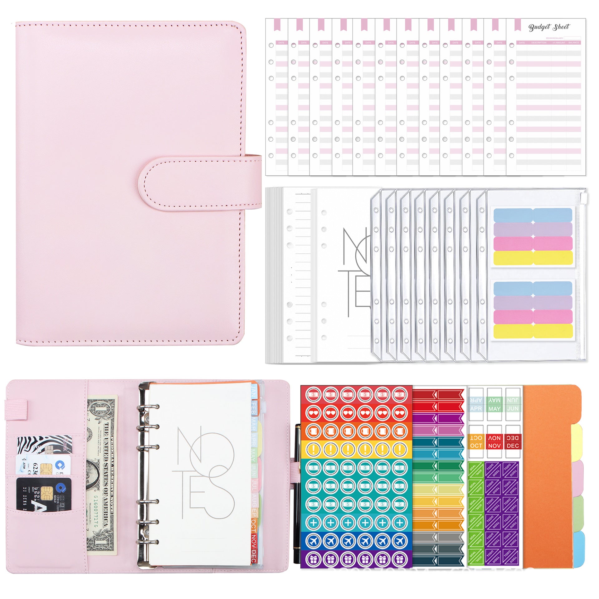 Leather loose-leaf accounting notebook financial planner