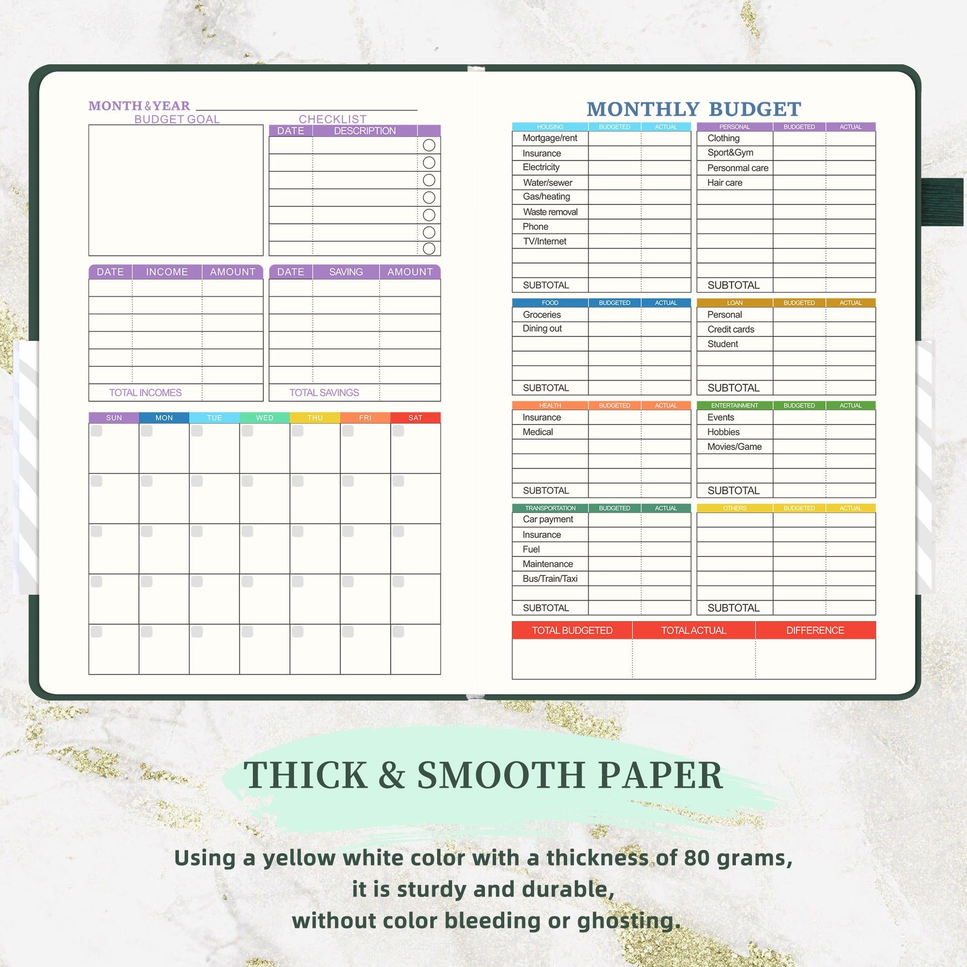 Budget Planner (Weekly Planning) English Notebook