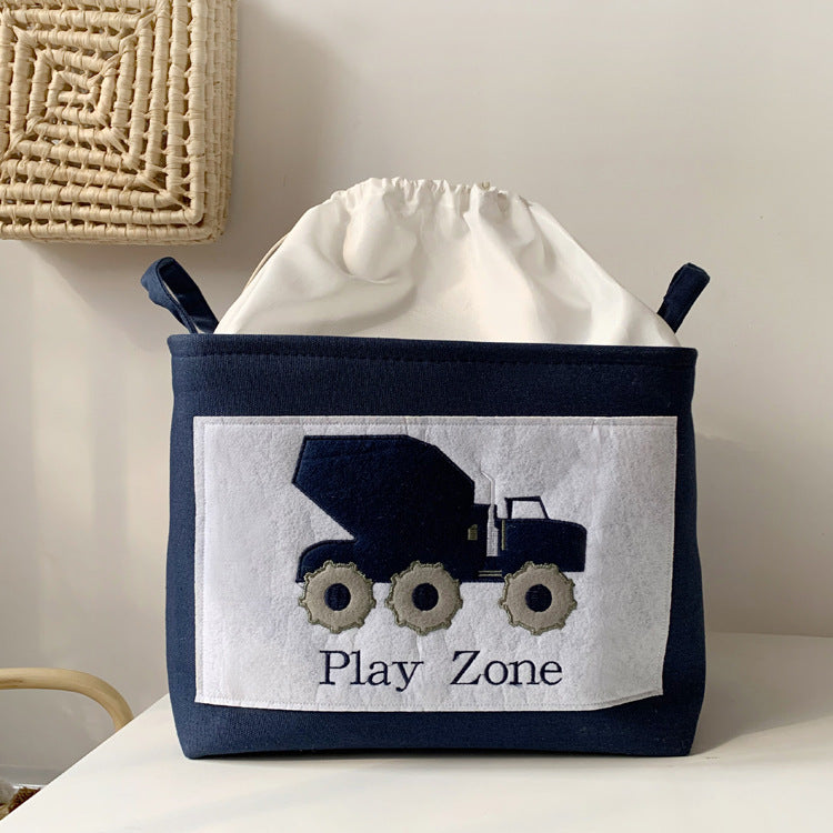 Children's Room Cartoon Clothes Organiser With Drawstring Storage Basket