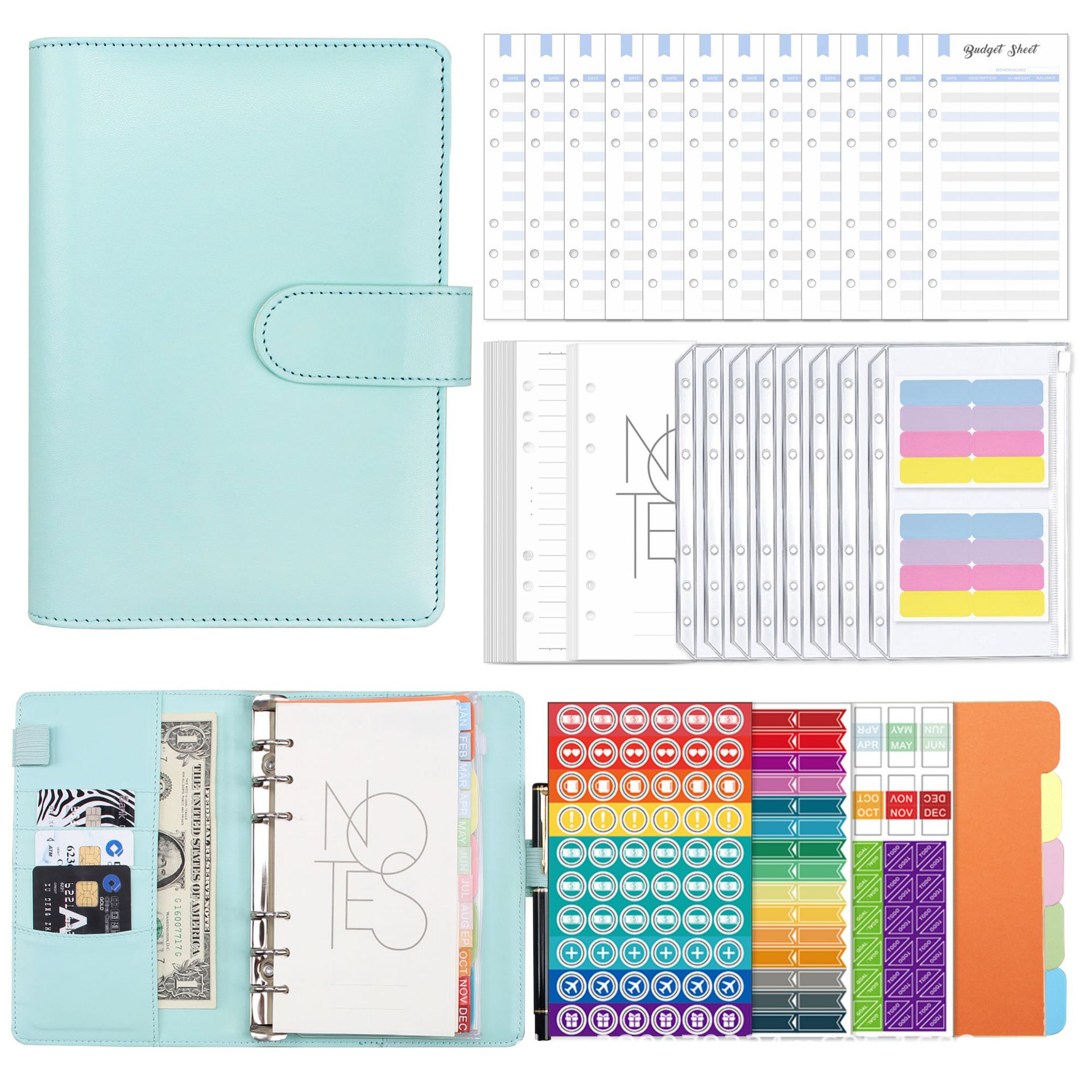 Leather loose-leaf accounting notebook financial planner
