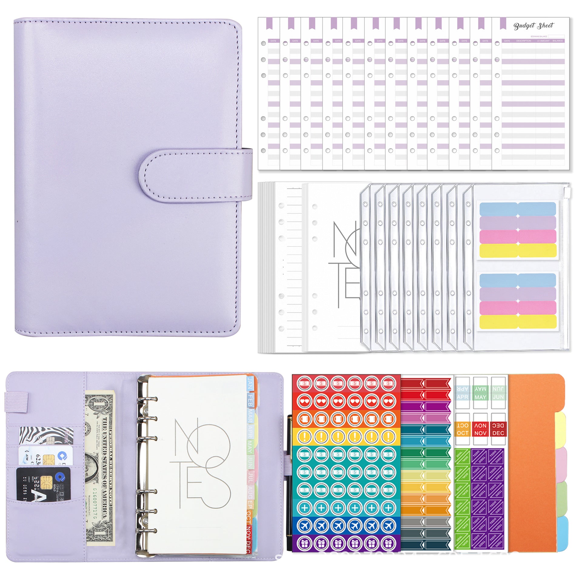 Leather loose-leaf accounting notebook financial planner